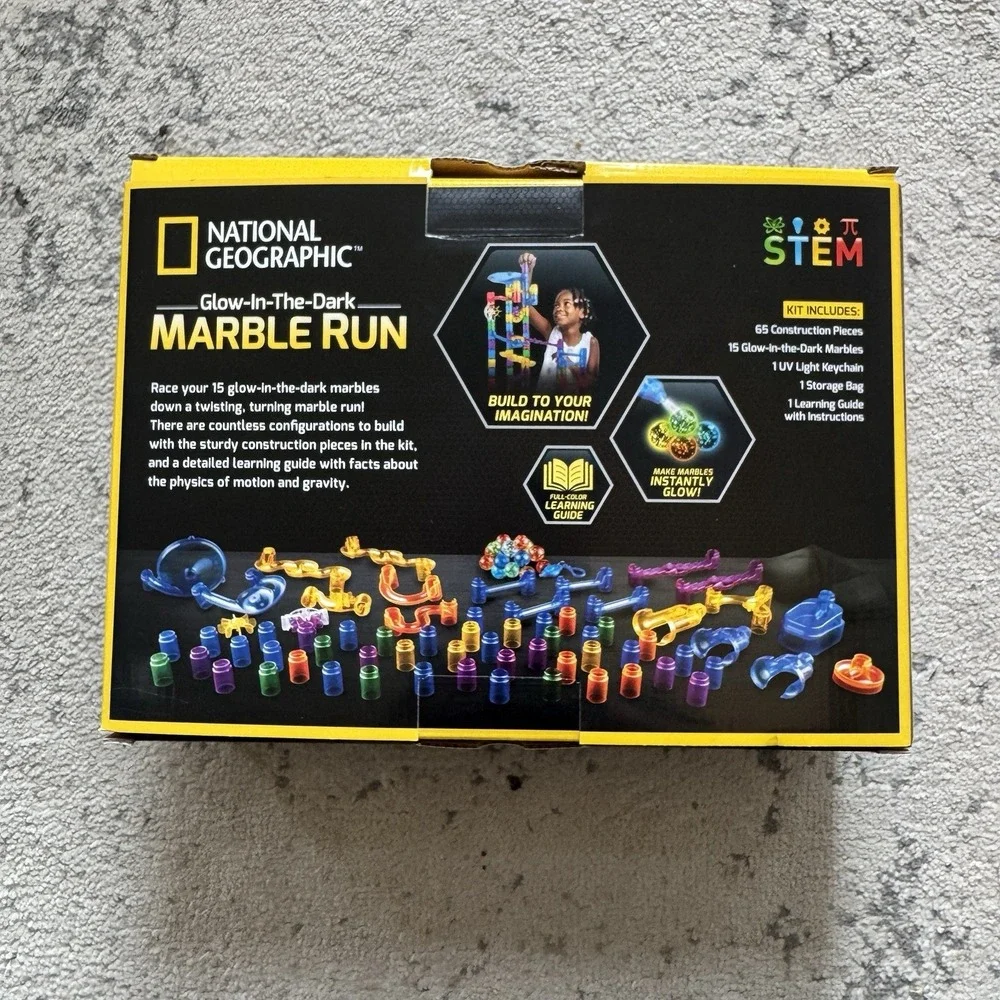 National Geographic Glow-in-the-Dark Marble Run 80 Piece STEM Educational Toy